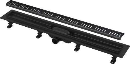 Водоотводящий желоб с порогами для перфорированной решётки Alcaplast, черный APZ10BLACK-550M