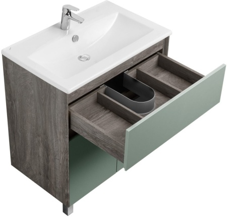 Тумба под умывальник Акватон Форест 75 с умывальником Акватон Элина 75, дуб рошелье 1A2783V0FR9C0