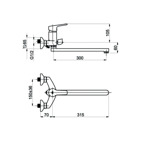 Смеситель для ванны Rubineta Uno 11/С