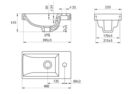 Тумба подвесная Laparet Optimum 40 с умывальником Cersanit Como 40 белый глянец LO-WCAB-40-01R+S-UM-COM40/1-w