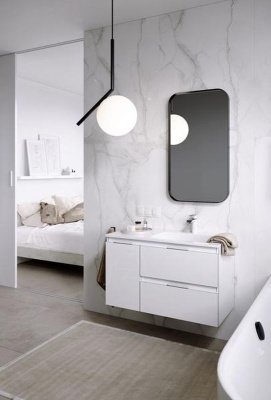 Тумба подвесная Aqwella Accent 90 с умывальником Malaga 900R белый ACC0109RW