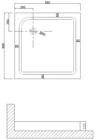 Душевой поддон квадратный 13см Niagara NG-90-90Q 90901Q