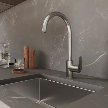 Смеситель для кухни с фильтром для питьевой воды Milardo Rora, сатин RORBNFJM05