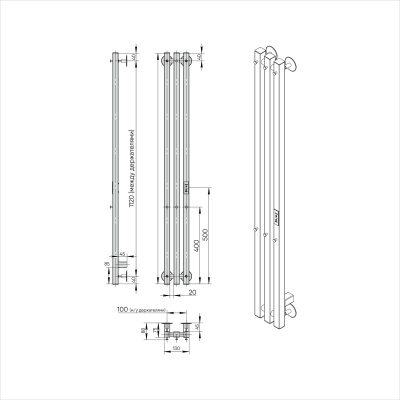 Полотенцесушитель Indigo Style 3 PRO (electro) 120/13 (таймер, скр.монтаж, унив.подкл.R/L, black) LSPRE120-13BRRt. Образец. Распродажа