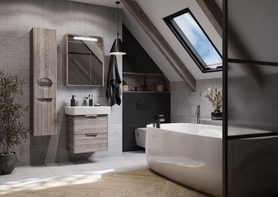 Тумба Акватон Сильва 60 с умывальником Нео 60, дуб фьорд (1A211801SIW60+1WH302186)