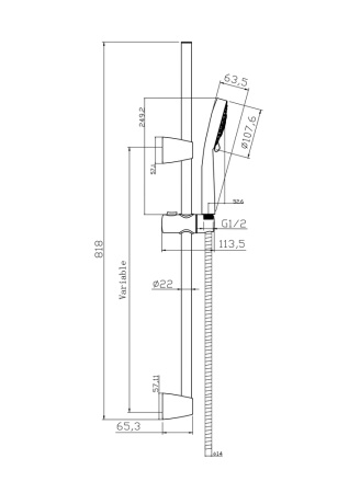 Душевой гарнитур (стойка) 5 режимов шланг 200 PVC Cersanit Neno 63068