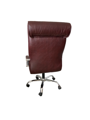 Кресло Евростиль ВИП (бордовый, кожа люкс, хром)