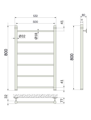 Полотенцесушитель Indigo Line б/п (н.р.1") 80/50 (к-1, Полиров.) LLW80-50. Акция