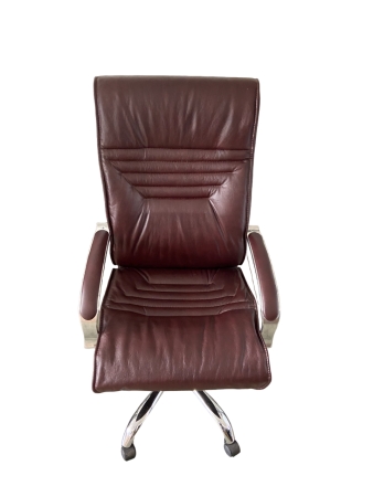 Кресло Евростиль ВИП (бордовый, кожа люкс, хром)