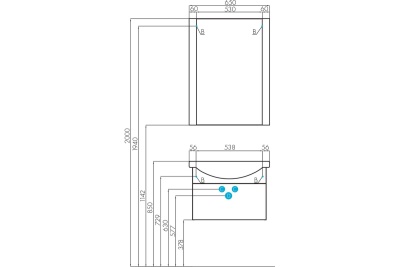 Тумба Акватон Ария 65 с умывальником Smile 65, чёрный (1A134001AA950+1WH207782)