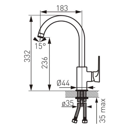 Смеситель для кухни Ferro Algeo Square с высоким изливом BAQ4-12