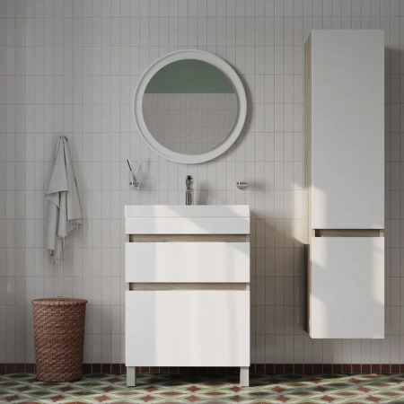 Тумба с умывальником 60 см напольная с ящиками Iddis Zodiac, белый ZOD6ABFi95K