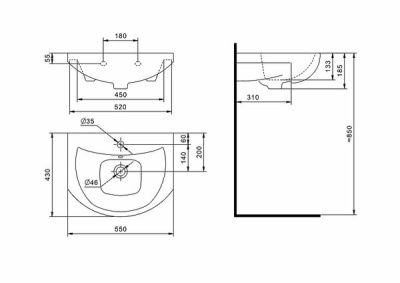 Тумба Idea Нова Классик 55 с умывальником Балтика-55. Акция