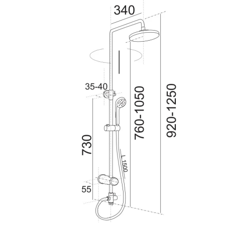 Душевая стойка Центр сантехники ПРЕСТИЖ D24, хром ДС001003