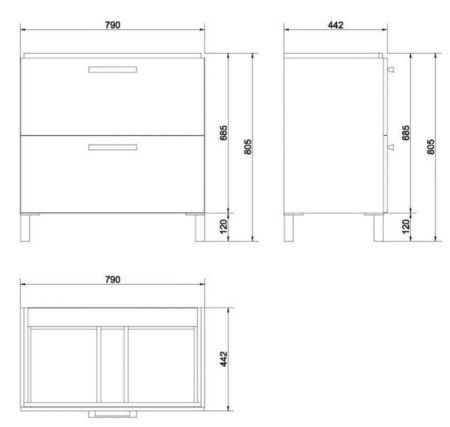 Тумба под умывальник подвесная Cersanit Melar 80 с умывальником Como 80, белый (SU-MEL-CM80+UM-NTR80/1)