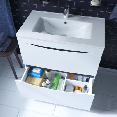 Тумба с умывальником напольная Iddis Cloud 80, белая CLO80WFi95K. Образец. Акция