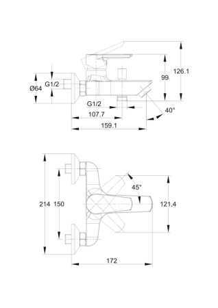 Смеситель для ванны однорычажный Cersanit Vero 63061. Распродажа