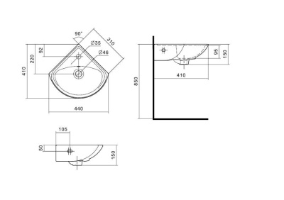Умывальник настенный Santek "Ирис-36", белый 1WH110514