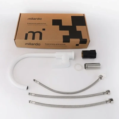 Смеситель для кухни с фильтром для питьевой воды Milardo Rora, белый матовый RORWTFJM05