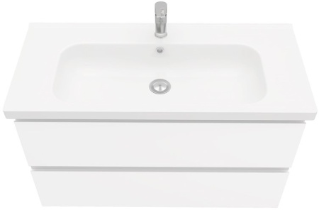 Тумба подвесная Laparet ELECTRA 100 с умывальником Creavit Ideal 100 белый глянец (LE-WCAB-100-01+ID100-00CB00E-0000)