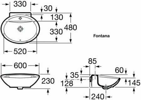 Умывальник Roca Fontana 60x48