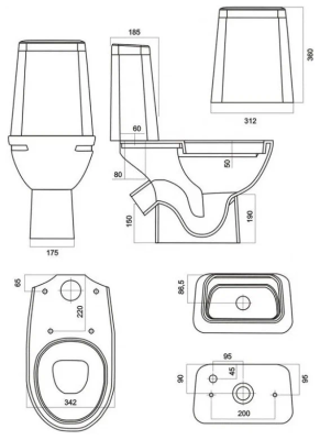 Унитаз-компакт напольный Sanita Марс комфорт MRSSACC01030413R, белый