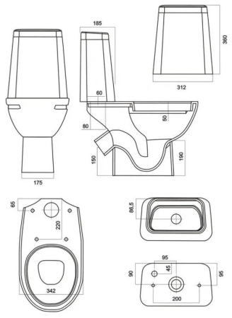 Унитаз-компакт напольный Sanita Марс комфорт MRSSACC01030413R, белый