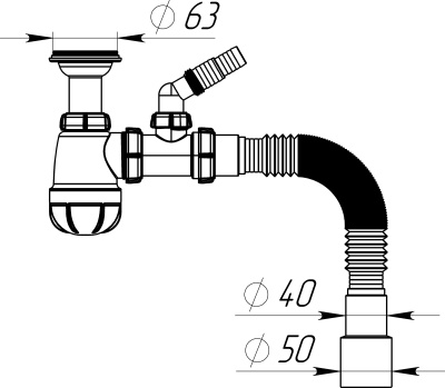 Сифон для умывальника Aquant Standart, белый S2045-30-MR