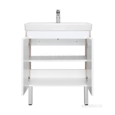 Тумба под умывальник Акватон Сканди Doors 70 1A278901SDB20 с умывальником Адриана 70, белый глянец/дуб Верона 1A2789V0SDB20