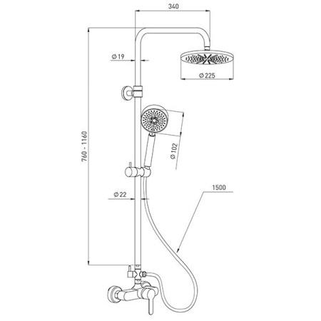 Душевая система со смесителем Gross Aqua Moderna GA9015SM