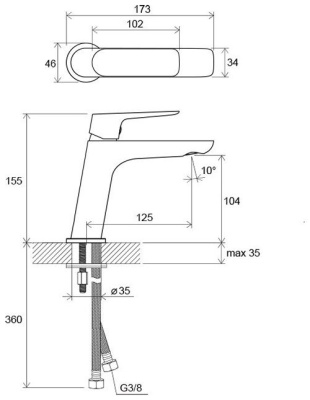 Смеситель для умывальника Ravak CL 012.00