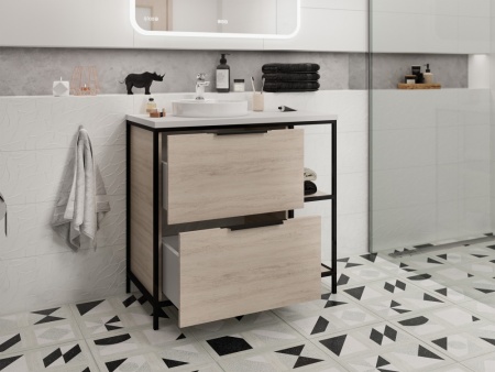 Тумба под умывальник напольная Cersanit BOSQUET 80 А63012, дуб