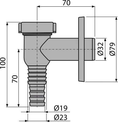 Сифон для стиральной машины наружный, хром. AlcaPlast APS1-BL-01