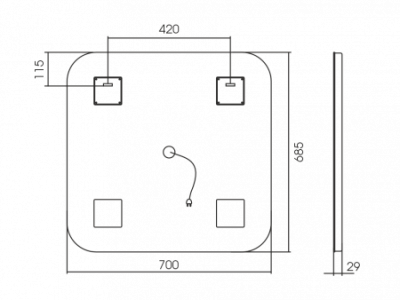 Зеркало Silver Mirror Stiv-Lite 700х685 (открытая подсветка, сенсорный выкл.)