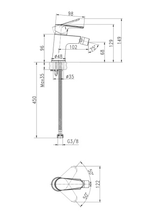 Смеситель для биде однорычажный Cersanit Cersania 63033
