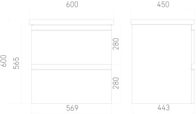 Тумба подвесная Laparet ELECTRA 60 с умывальником Creavit Ideal 60 белый глянец (LE-WCAB-60-01+ID060-00CB00E-0000). Образец. Распродажа