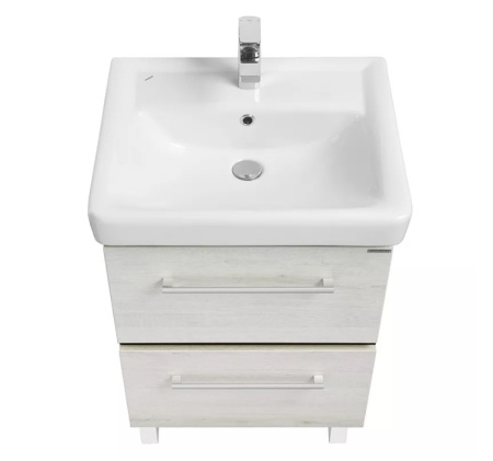 Тумба под умывальник напольная Акватон Ронда 60 с умывальником Тигода 60, дуб