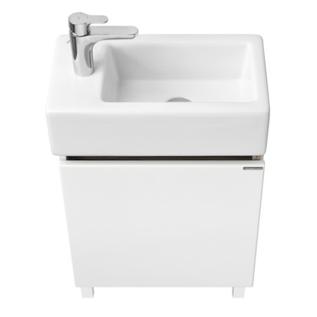 Тумба под умывальник подвесная Акватон Эклипс М левый с умывальником Эрис 46, эбони светлый