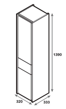 Шкаф-пенал левый Roca Ronda 1 390 мм ZRU9303005, бетон/белый глянец