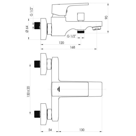 Смеситель для ванны Rubineta Modena-10/K 