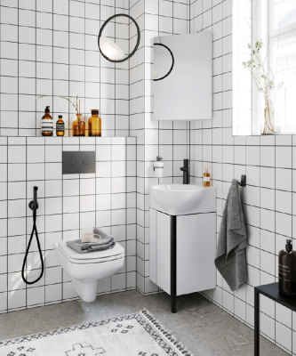 Тумба угловая Aqwella Porto под умывальник Дельта белый/черный POR0104WB