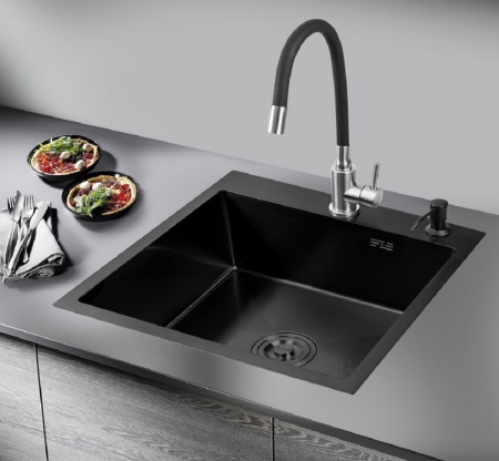 Кухонная мойка PMC + корзина раздвижная + дозатор врезной MR-5050BL