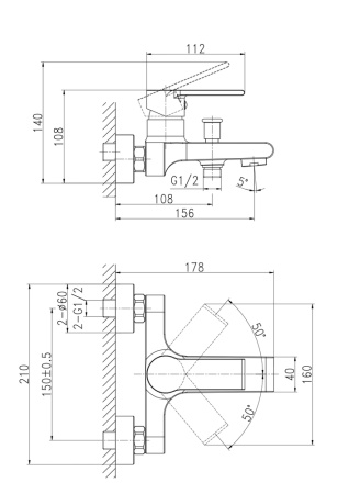 Смеситель для ванны однорычажный Cersanit Brasko 63021