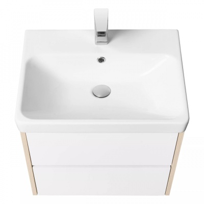 Тумба под умывальник Акватон Сканди 70 с умывальником Адриана 70 (1A251801SDB20+1WH501628), белый/дуб верона