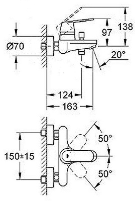 Смеситель для ванны Grohe Eurosmart Cosmopolitan 32832000 с душем Euphoria Cosmo