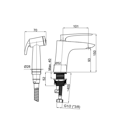 Смеситель для биде Rubineta Aero 17