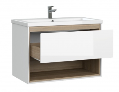 Тумба с умывальником подвесная Cersanit LOUNA 80 с умывальником COMO 80 белый SZ-LOU-CO80/Wh