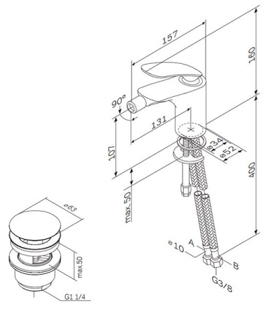 Смеситель для биде с донным клапаном AM.PM Sensation F3083100