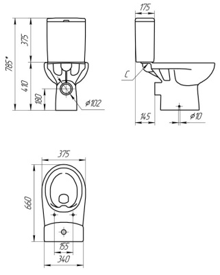 Унитаз напольный Cersanit Nature Clean On 011 3/5 DPL EO Slim