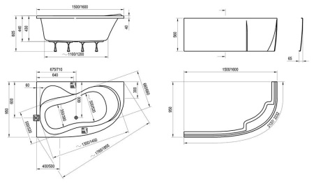 Ванна акриловая левая Ravak ROSA 150x95 L, белая C551000000